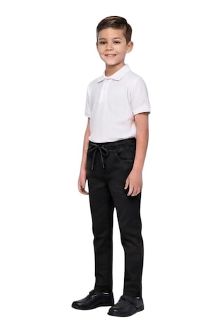 Erdem Kıds Unisex Erkek Kız Çocuk Beli Lastikli Boru Paça Kanvas Keten Siyah Okul Pantolonu Siyah Siyah