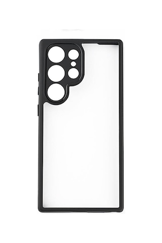 Galaxy S24 Ultra Uyumlu Kamera Korumalı Şeffaf Arka Yüzey New Roll Kılıf-siy Siyah Siyah