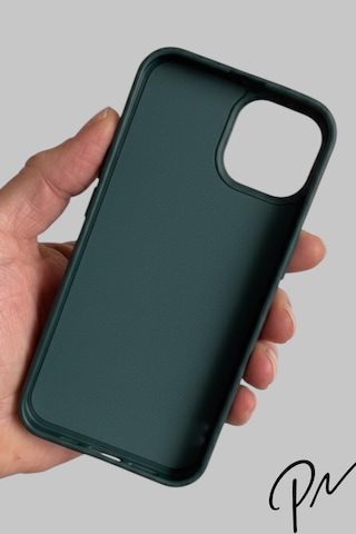 Iphone 15 Uyumlu Kılıf Logolu Lansman Soft Yumuşak Içi Kadife Silikon Kapak Yeşil