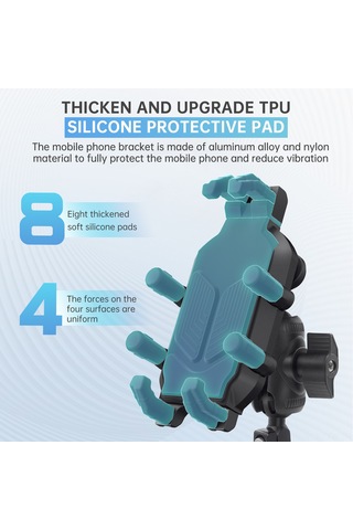 Tenfowee Motorsiklet Tutucu: Cs-1988a1 Cnc Ayarlanabilir Sekiz Kollu Telefon Askısı, Hırsızlık Önleyici Kilitli Siyah