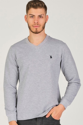 V4002 Dewberry V Yaka Erkek Sweatshırt-gri Gri