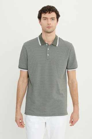 AC&Co / Altınyıldız Classics Erkek Hakı Pamuklu Slim Fit Dar Kesim Polo Yaka Çizgili Tişört Haki