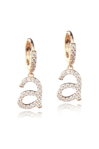 Kadın Kararmaz Çelik Lüks Küçük A Harf Küpe Altın