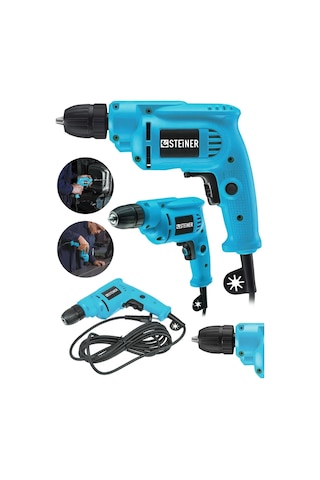 Steiner 1400 Watt 10 Mm Kablolu Darbesiz Vidalama Matkap Mavi