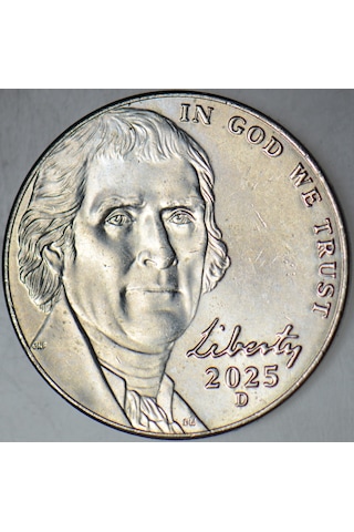 Amerika 5 Cent 2025 D. Jefferson Nıckel. Çilaltı.