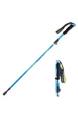 Katlanabilir Trekking Yürüyüş Batonu 105-125cm Hafif Karbon Çelik Mavi