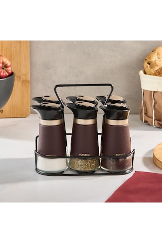 Karaca New Latin Standlı 7 Parça Baharat Seti 100 Ml Kahverengi
