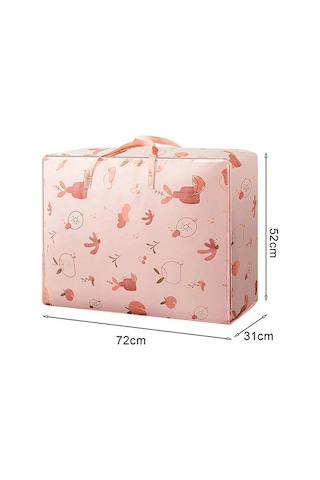 Unimarket Oxford Kumaş Saklama Çantası Kolay Erişim Yorgan Düzenleyici Giysiler Büyük Kapasiteli Baskı Büyük Yük Taşıyan Çift Saplı Toz Geçirmez Nem Geçirmez Battaniye Pembe M L5uwap