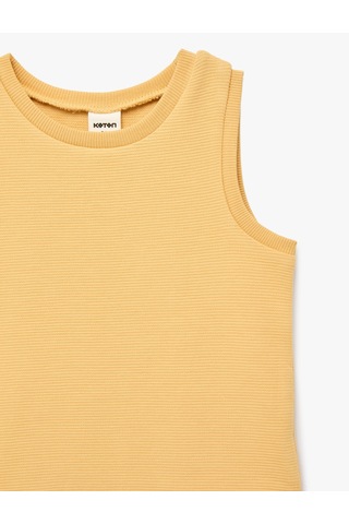 Koton Pamuklu Kolsuz Bisiklet Yaka Basic Atlet Hardal 6smb30014tk Hardal