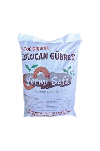 %100 Organik Vermisafa Katı Solucan Gübresi 10 KG Lamine Çuvallı