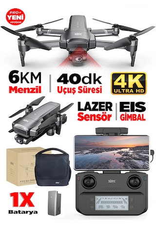 SJRC F22 S2 Pro+ 4K Kameralı Drone Seti - 6KM Menzil+Çarpışma Sensörü+40 Dakika Uçuş Süresi+Çanta+EIS Gimbal