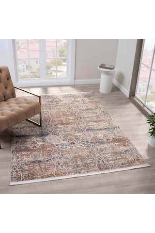 Bej Çok Renkli Klasik Eskitme Desenli Halı - Ns0250ba