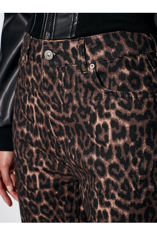 Dilvin 72083 %100 Pamuk Leopar Straight Jean-kahve Kahve