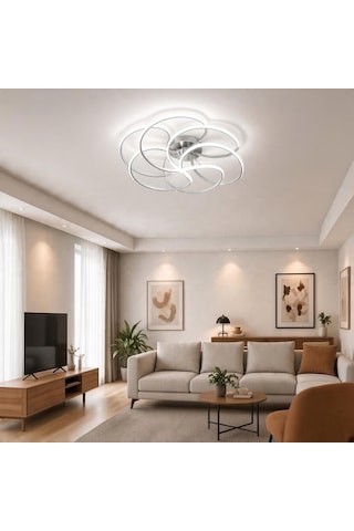 3 Renk Uzaktan Kumandalı Samyeli Model Led Avize Krom - Gümüş