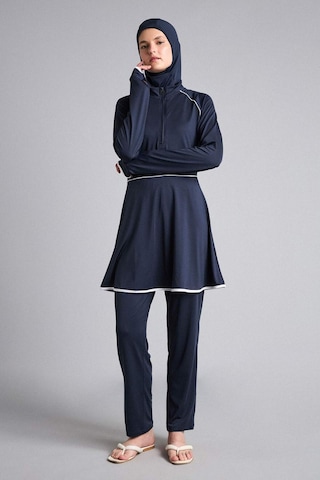 Defacto Regular Fıt 4lü Beyaz Biyeli Lacivert Burkini Mayo G8873ax26smnv31 Lacivert-nv31