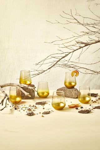 Safir 6'lı Meşrubat Bardağı 425 Ml Gold