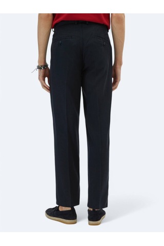 Kip Lacivert Dokuma Loose Fit Casual Pantolon Lacivert
