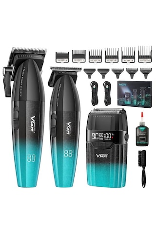 Vgr 640s3 Profesyonel 3'ü 1 Arada Saç Kesme Seti, Erkekler İçin 9000 Devir/dakika, Kablosuz Berber Seti, Tıraş Makinesi Ve Folyo Tıraş Makinesi, Erkekler İçin, Yeşil Smpkozmetik 100 Dk