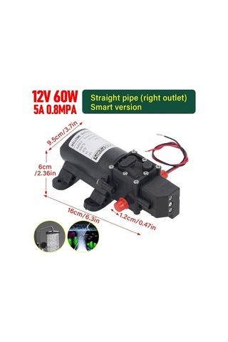 Xuweiwei 12v 60w 5l 0.8mpa Düz Boru Sağ Çıkışlı Kendinden Emişli Yüksek Basınçlı Araba Bahçe Tekne Su Pompası