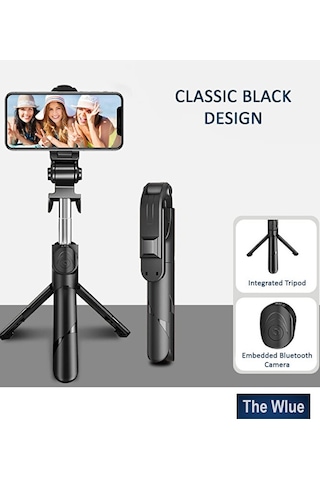 Ultra Thin 3in1 Bluetooth Kumandalı Ayaklı Selfie Çubuğu 100 Cm K