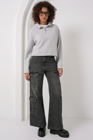 Bigdart 55449 Fermuarlı Yaka Örme Sweatshirt - Gri