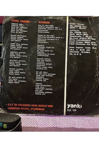 Timur Selçuk Orkestra Ve Korosu - Dönek Türküsü / Özgürlük - Yankı Plak 45'lik