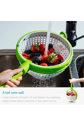 Yystore Sebze Sepeti Salad Spinner Sebze Döner Kurutucu Açık Yeşil