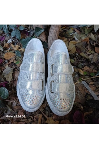 Scarpe Magiche Gümüş Peri Işıltılı Sneaker 31-35 Numara Arası Işıksızdır Gümüş