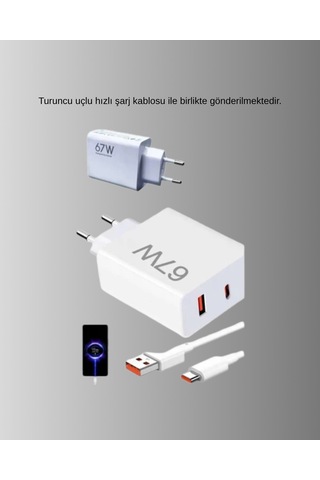 67w Turbo Type-c Hızlı Şarj Adaptörü - Akıllı Koruma Çipli, Hızlı Şarj Destekli
