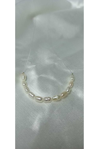 24k Altın Kaplama Hayalet İp Gerçek İnci Kolye Beyaz Çok Renkli