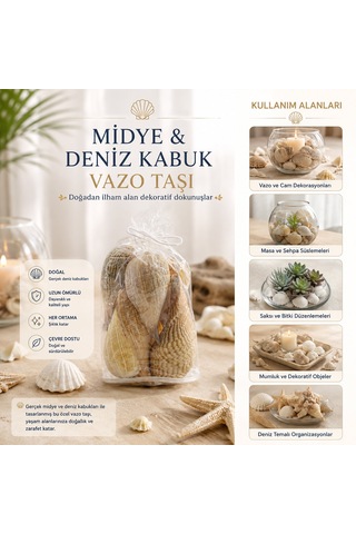 Poşetli Renkli Mix Midye - Deniz Kabuk Vazo Taşı 5250