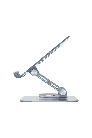 Bix Ps01 360 Dönebilen Isı Dağıtımlı Katlanabilir Metal Tablet Standı Apple Uyumlu iPad Tutucu Gri