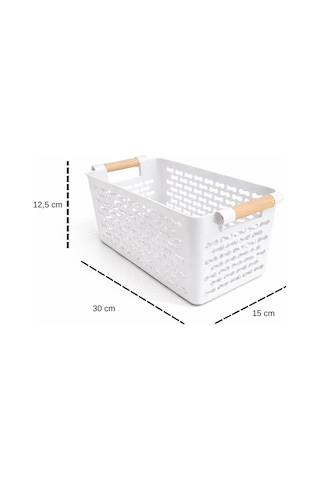 İndecor Houseware 2 Adet Çok Amaçlı Plastik Tutacaklı Organizer Sepet Dolap İçi Çekmece Düzenleyici - Beyaz