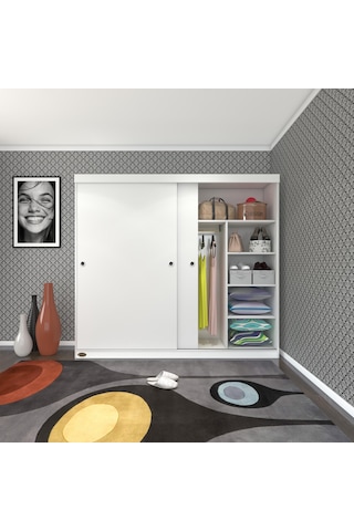 Kenzlife Gardırop Sürgülü Kapaklı Kapılı 200 Papatya Byz Gardolap Dolap