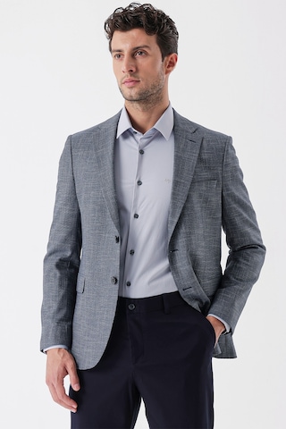 İmza Koyu Lacivert Desenli Armürlü Mono Yaka Çift Yırtmaç 6 Drop Slim Fit Dar Kesim Klasik Ceket 1002235133-koyu Lacivert Koyu Lacivert