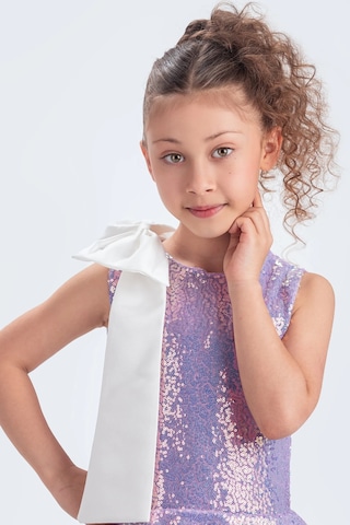 Etekli Şık Elbise Pullu 3 Kat Lila