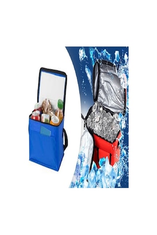 Çanta Termos Soğuk Sıcak Tutucu Yalıtımlı Piknik Kamp Plaj Omuz Çantası Mavi