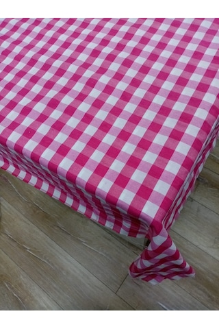 Hayat Home Pembe Kareli Zefir Kumaş Masa Örtüsü Sofra Örtüsü