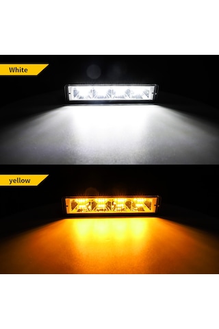 Off Road 12-24v Oto Gündüz Led 6 İnç 24 Led Çift Renk Beyaz Sarı