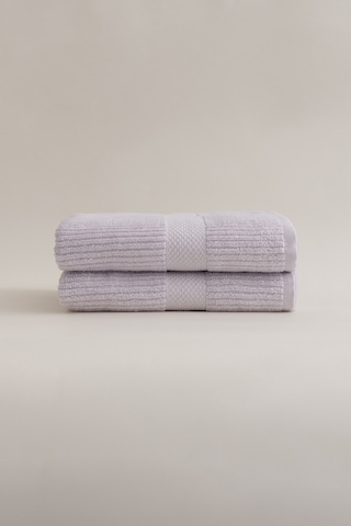 Ivory Lila Fitilli Mikro Fiber %100 Pamuk 2li El Yüz Havlusu Seti Lila