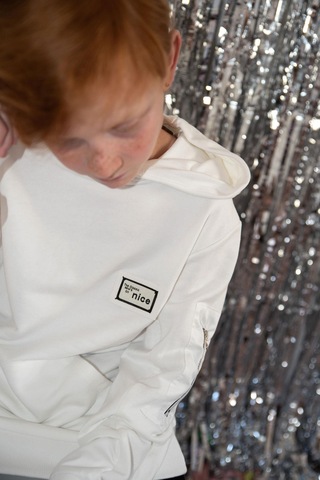 Breeze Erkek Çocuk Sweatshirt Armalı Kolu Cepli Fermuarlı 9-14 Yaş, Beyaz Beyaz