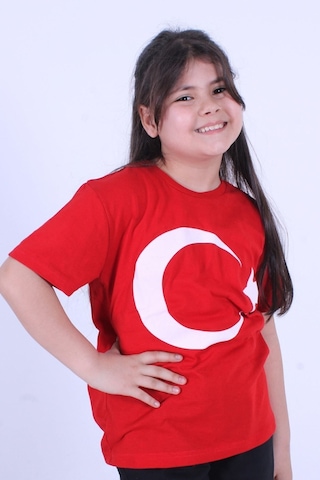 Fyk Kids Atatürk Baskılı Imzalı Unisexs T-shırt Kırmızı - Bayrak Kırmızı