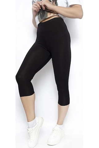 Kolcu Kadın Büyük Beden Siyah Kapri Tayt - 3021 SiYAH Siyah