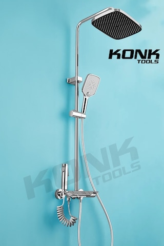Piyano 5 Fonksiyonlu Krom Banyo Bataryalı Robot Duş Seti Tepe Duşu Duş Seti 130 Cm Krom