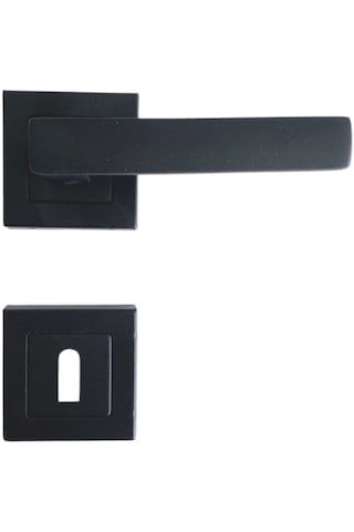 Lama Siyah Kare Rozetli Oda Kapı Kolu 1 Takım Oda