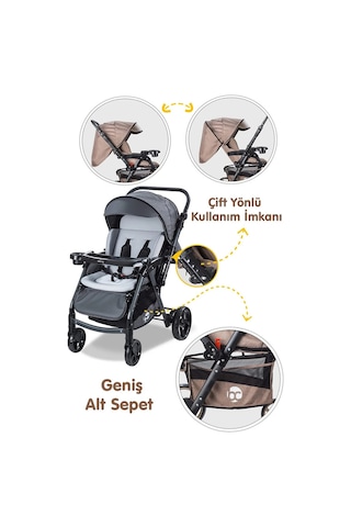 Baby Care Çift Yönlü Alüminyum Kalın Iskelet Bebek Arabası Oyuncak Hediyeli