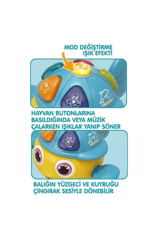 Mini Balık Bebek Aktivite Oyuncağı - Ninni Çalan Ses Efektli, Aydınlatmalı Öğretici Yenidoğan Aksesuarı 3 Ay+