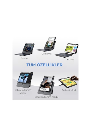 İpad Uyumlu Air 11" M2-m3 2024-25 360 Dönen Standlı Işıklı Risser Türkçe Q Klavyeli Tablet Kılıfı