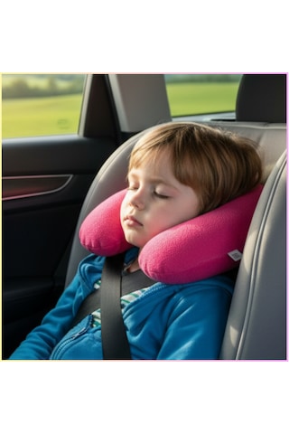 Pembe Polar Araç Boyun Yastığı 35x28 Cm Araba Otobüs Uçak Ev Ofis Seyahat Ve Yolculuk Yastığı Sarı