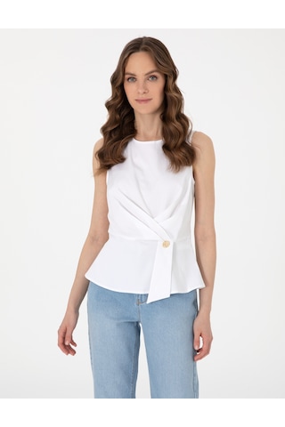 Pierre Cardin Kadın Beyaz Kısa Kollu Bluz 50301144-vr013 Beyaz